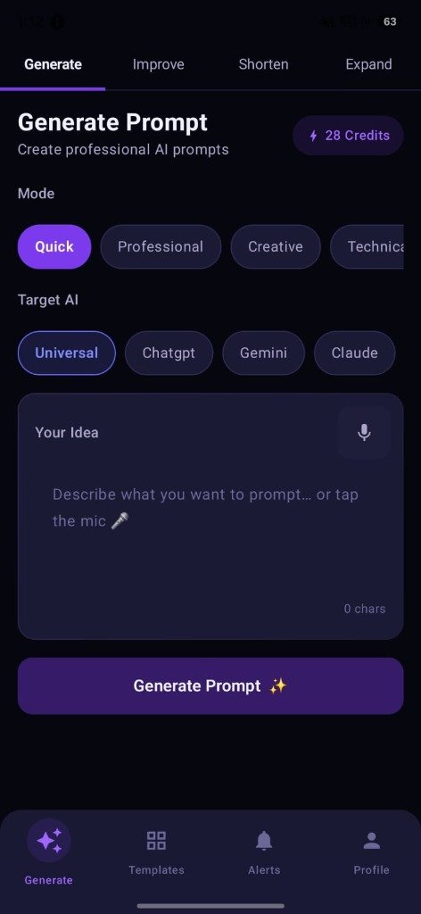 Generate Prompt Screen